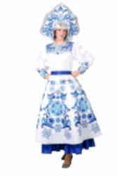 Карнавальный костюм "Снегурочка Гжель" женский