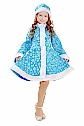 Карнавальный костюм "Снегурочка" для девочки (платье со снежинками)