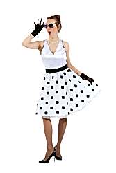 Костюм «Платье 50-х» белый верх, черный горох.  